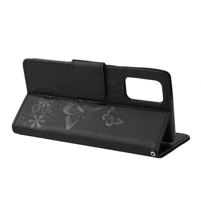 Custodia in pelle Samsung Galaxy S20 FE Solo Farfalle Con Cordino