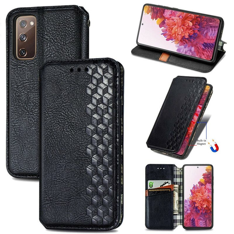 Folio Cover Samsung Galaxy S20 FE Custodia in pelle Trama Di Diamante In Ecopelle