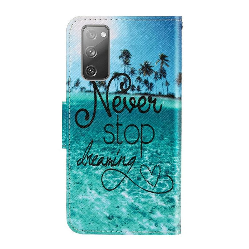 Folio Cover Samsung Galaxy S20 FE Non Smettere Mai Di Sognare Navy Strappy