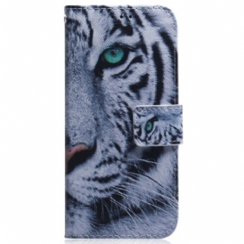 Custodia A Portafoglio Oppo Reno 8 Pro Tigre Bianca Strappy