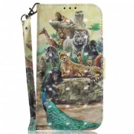 Custodia in pelle Oppo Reno 8 Pro Animali Da Safari Con Cordino