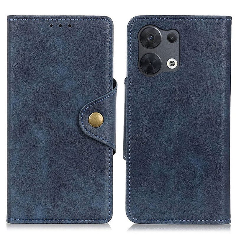 Custodia in pelle Oppo Reno 8 Pro Bottone Magnetico