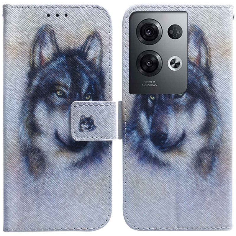 Custodia in pelle Oppo Reno 8 Pro Cane Dell'acquerello Strappy