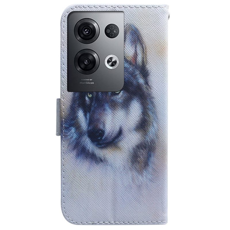 Custodia in pelle Oppo Reno 8 Pro Cane Dell'acquerello Strappy