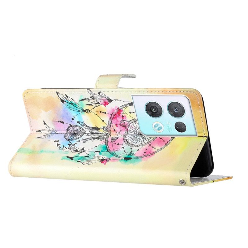 Custodia in pelle Oppo Reno 8 Pro Cinghia Acchiappasogni