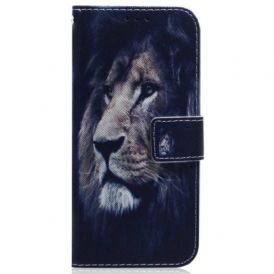 Custodia in pelle Oppo Reno 8 Pro Cordino Leone