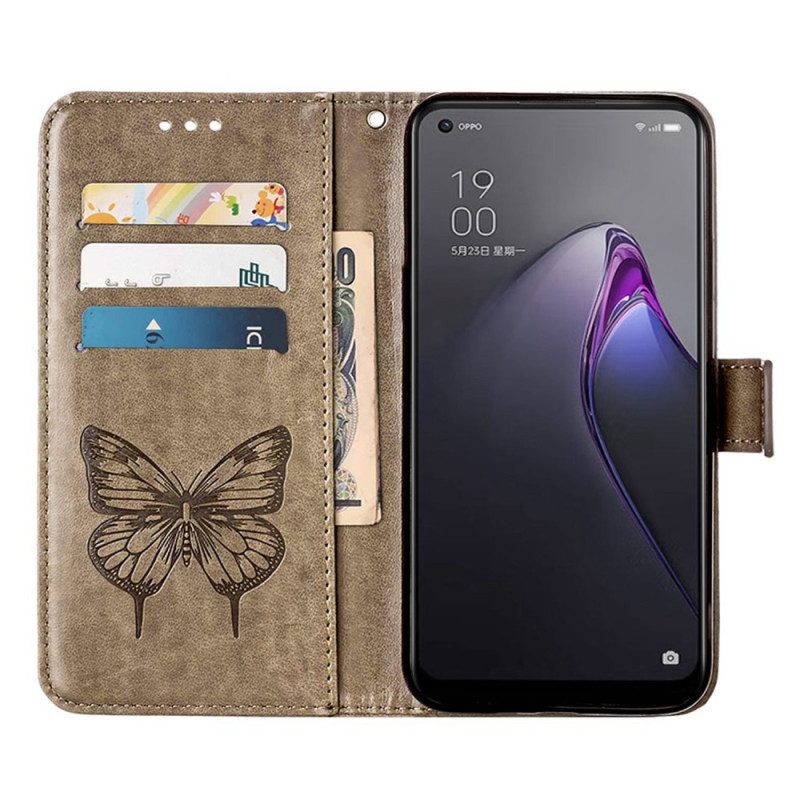 Custodia in pelle Oppo Reno 8 Pro Farfalla Barocco Strappy