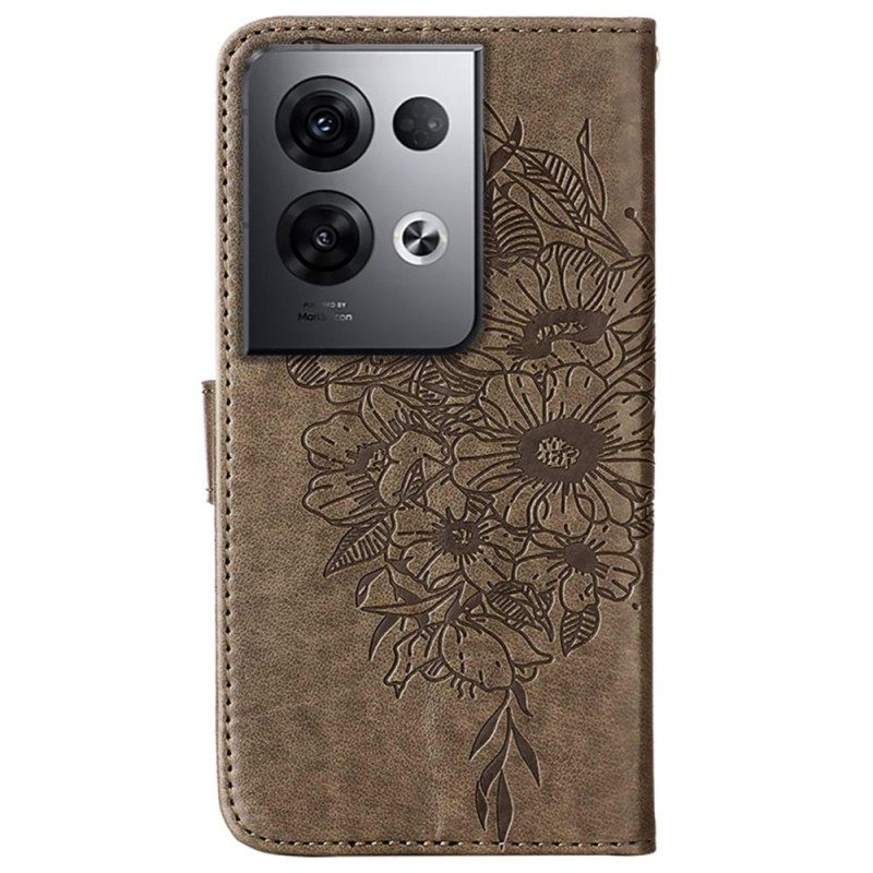Custodia in pelle Oppo Reno 8 Pro Farfalla Barocco Strappy