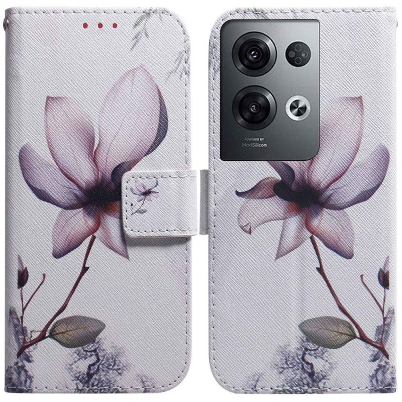 Custodia in pelle Oppo Reno 8 Pro Fiore Strappy Dell'annata