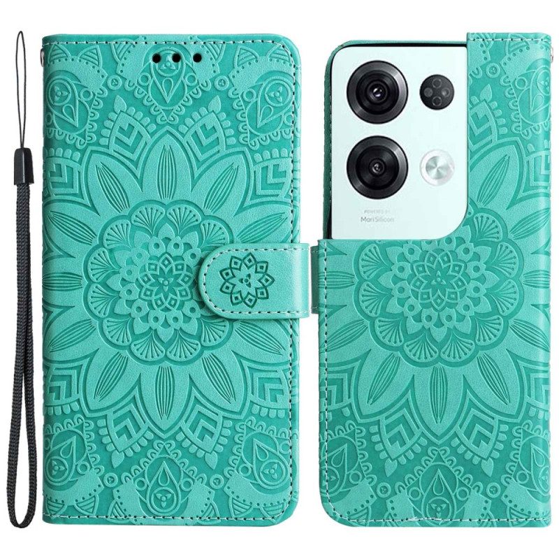 Custodia in pelle Oppo Reno 8 Pro Girasole Strappy
