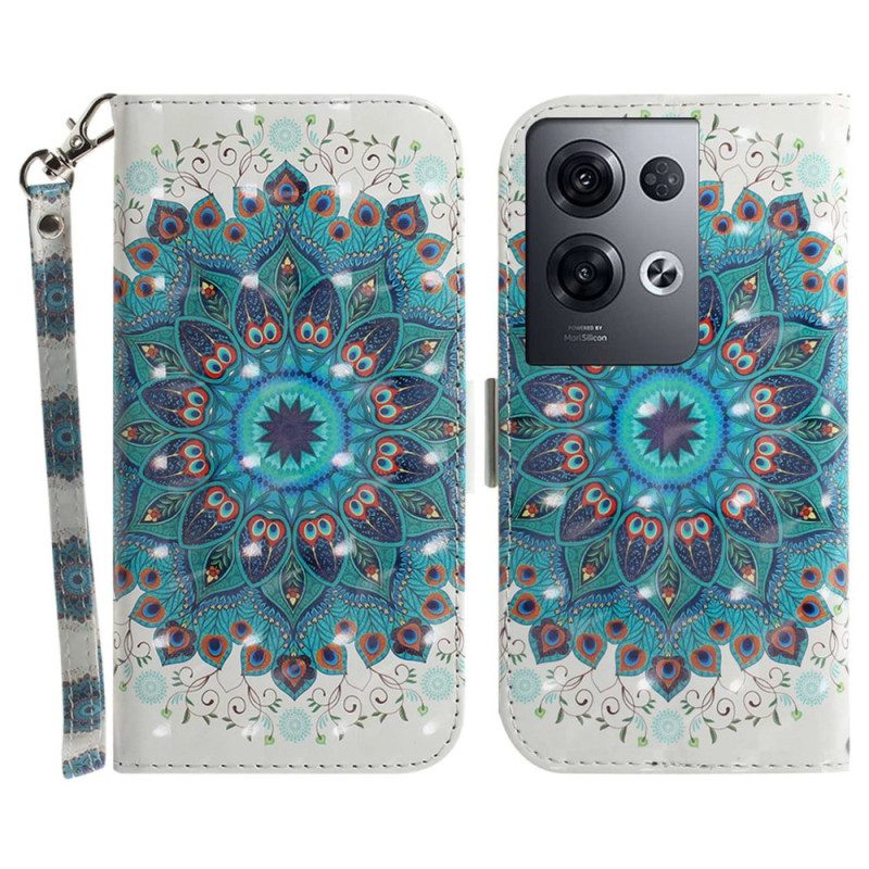 Custodia in pelle Oppo Reno 8 Pro Mandala Strappy