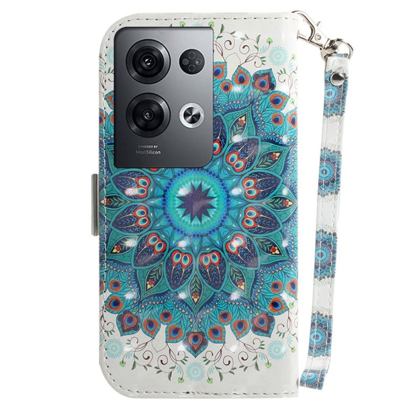 Custodia in pelle Oppo Reno 8 Pro Mandala Strappy