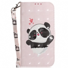 Custodia in pelle Oppo Reno 8 Pro Panda Love Con Cordino