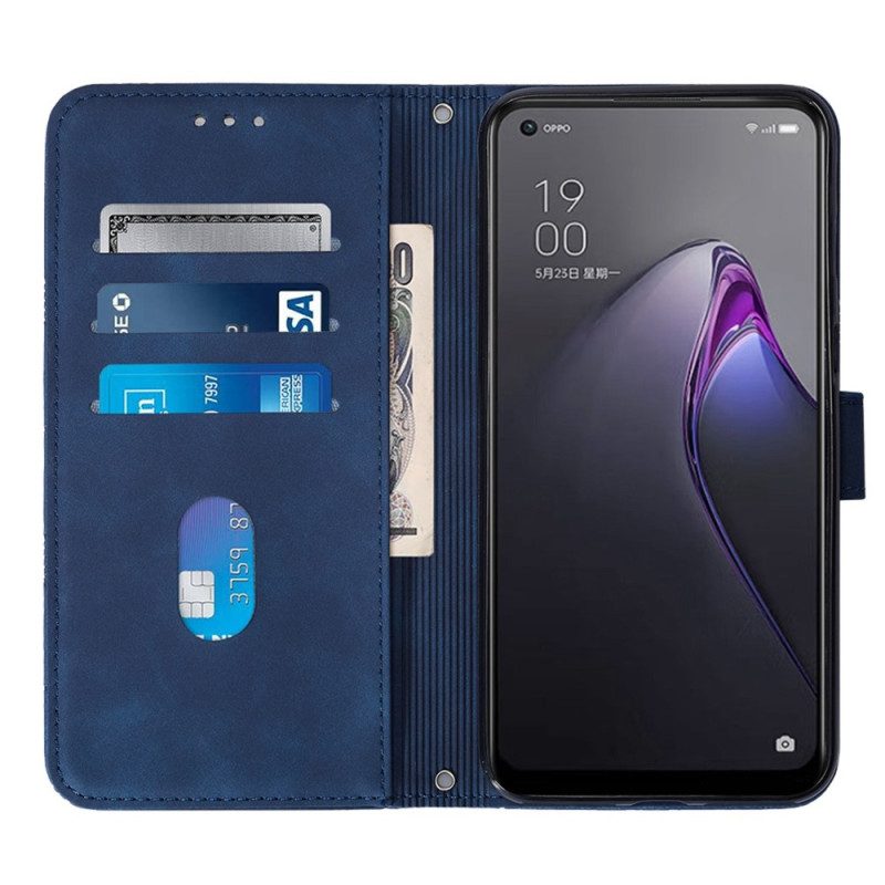 Custodia in pelle Oppo Reno 8 Pro Triangoli Con Tracolla