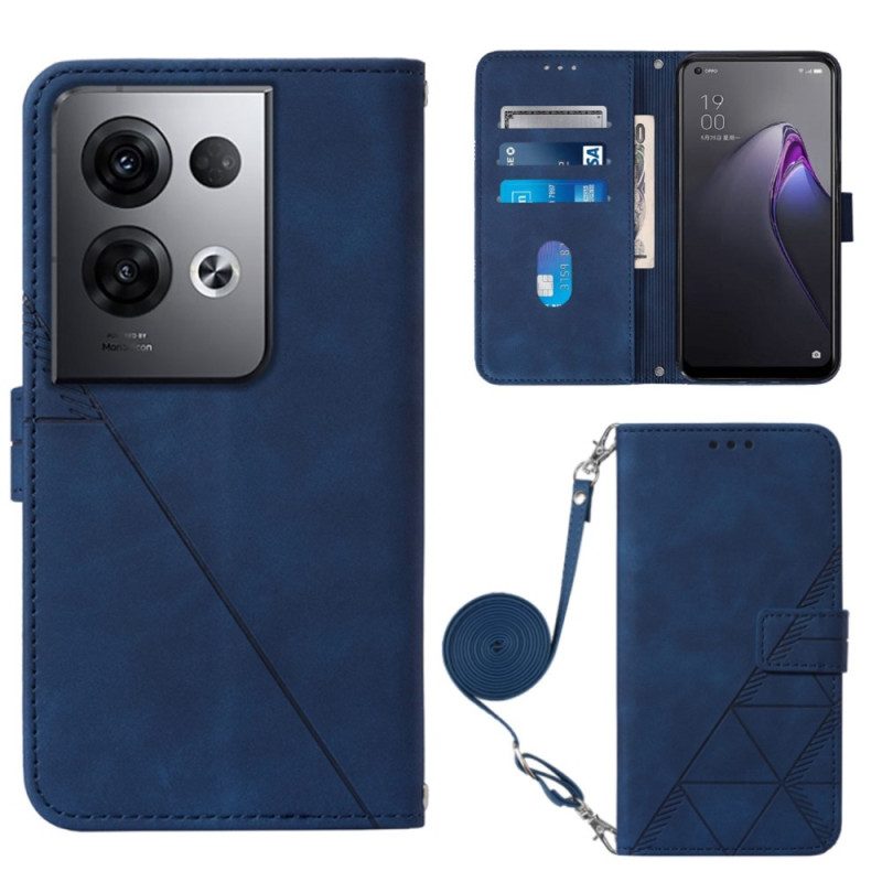 Custodia in pelle Oppo Reno 8 Pro Triangoli Con Tracolla