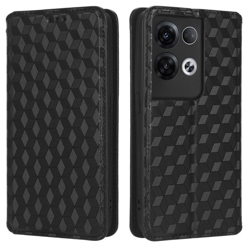 Folio Cover Oppo Reno 8 Pro Custodia in pelle Effetto Pelle Cubo 3d