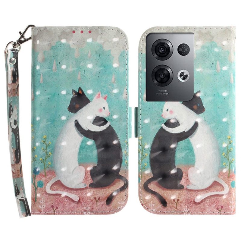Folio Cover Oppo Reno 8 Pro Gatti Danzanti Con Cordino