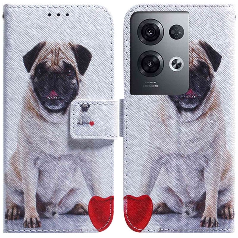 Folio Cover Oppo Reno 8 Pro Grazioso Pug In Cinturino