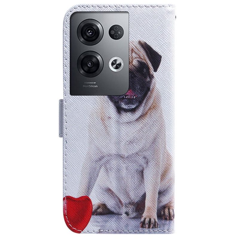 Folio Cover Oppo Reno 8 Pro Grazioso Pug In Cinturino