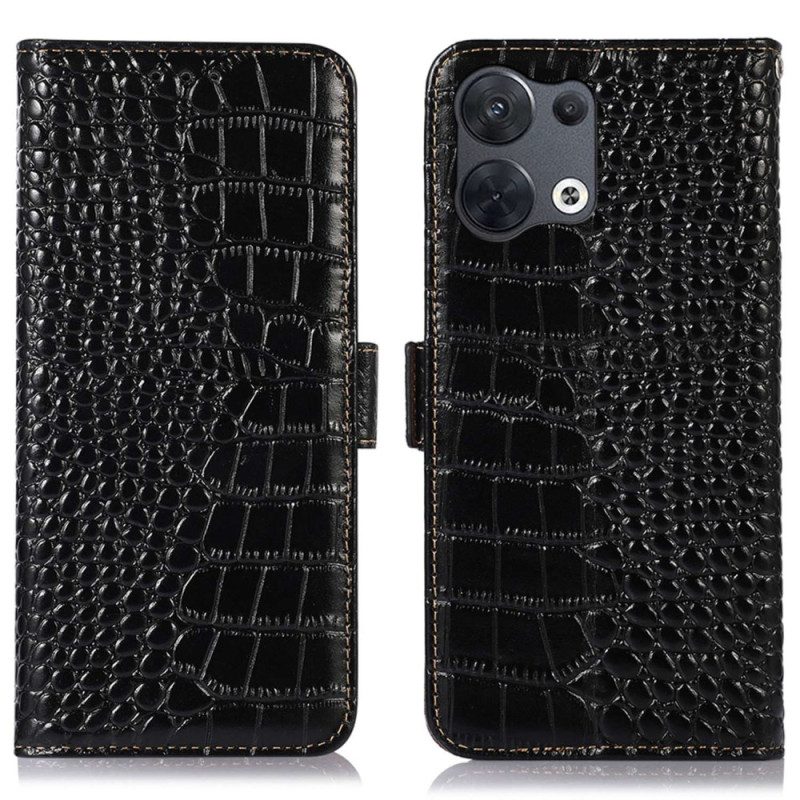 Folio Cover Oppo Reno 8 Pro Rfid Stile Coccodrillo