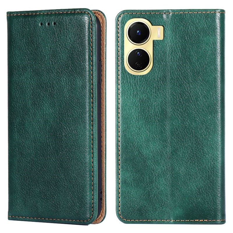 Folio Cover Vivo Y16 Custodia in pelle Cuciture In Ecopelle
