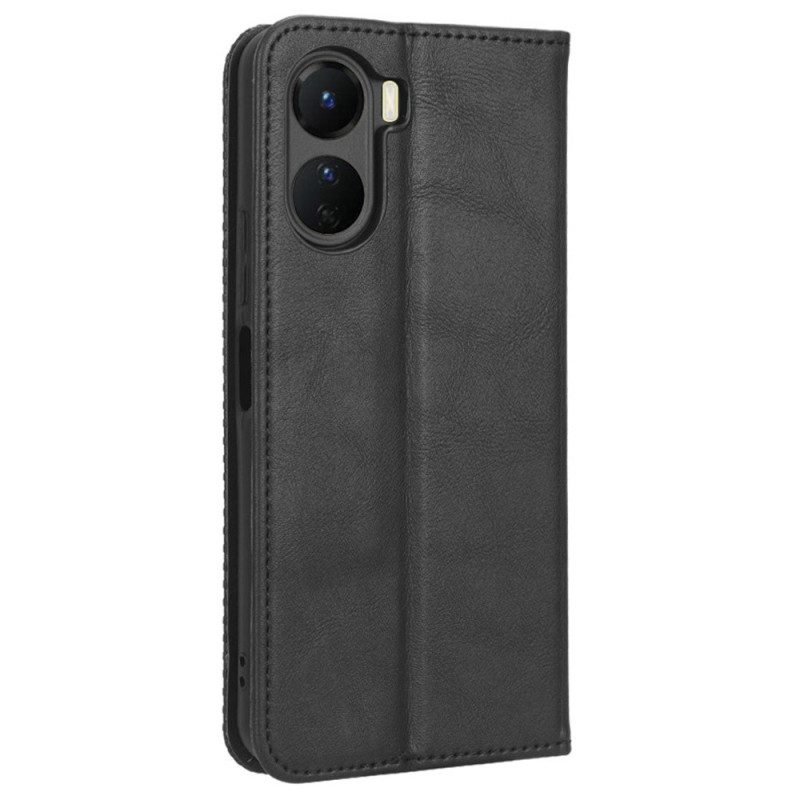 Folio Cover Vivo Y16 Custodia in pelle Elegante Finta Pelle