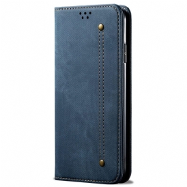 Folio Cover Vivo Y16 Custodia in pelle Tessuto Denim