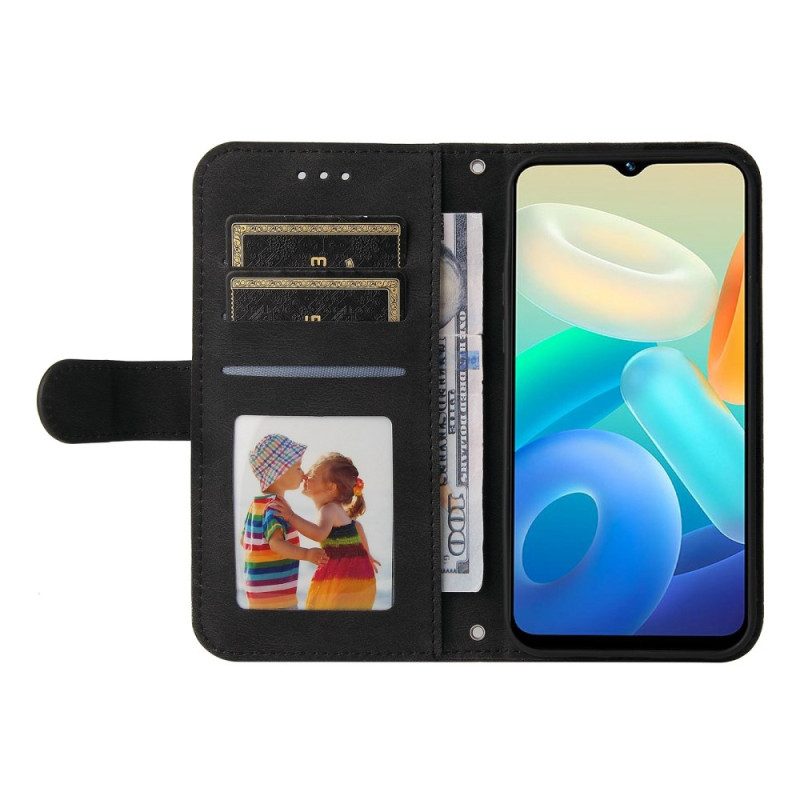 Folio Cover Vivo Y16 Stile In Pelle Con Rivetto Decorativo