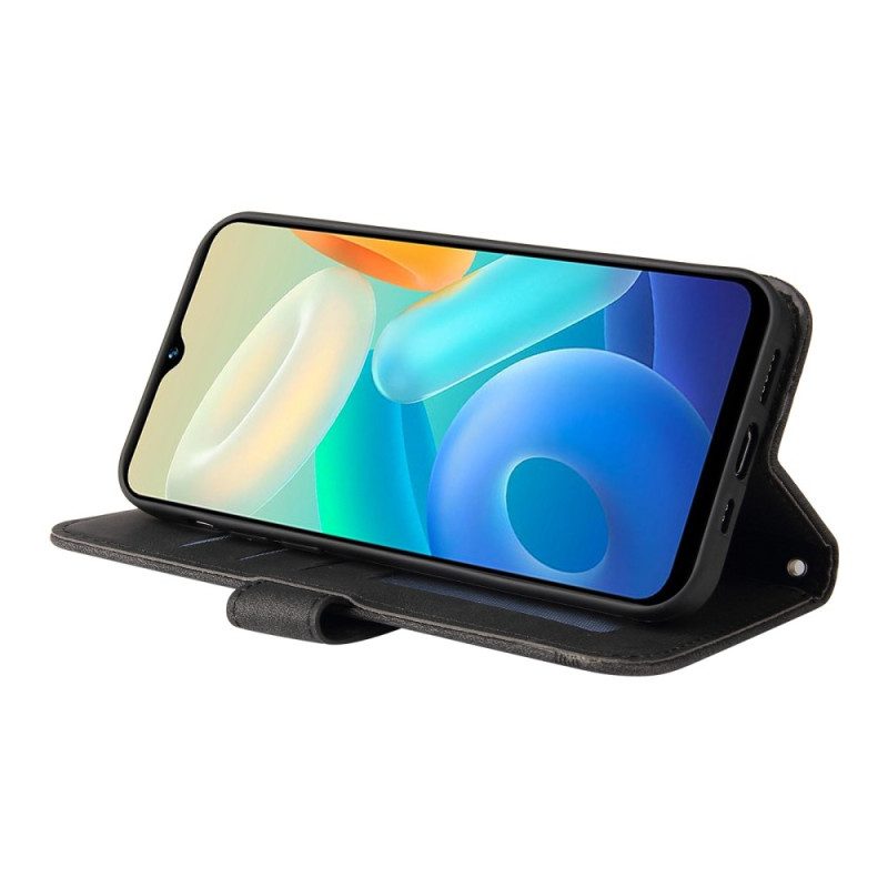 Folio Cover Vivo Y16 Stile In Pelle Con Rivetto Decorativo