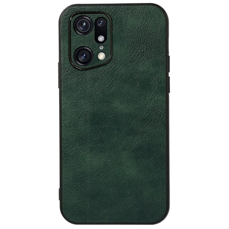 Cover Oppo Find X5 Pro Effetto Pelle Litchi