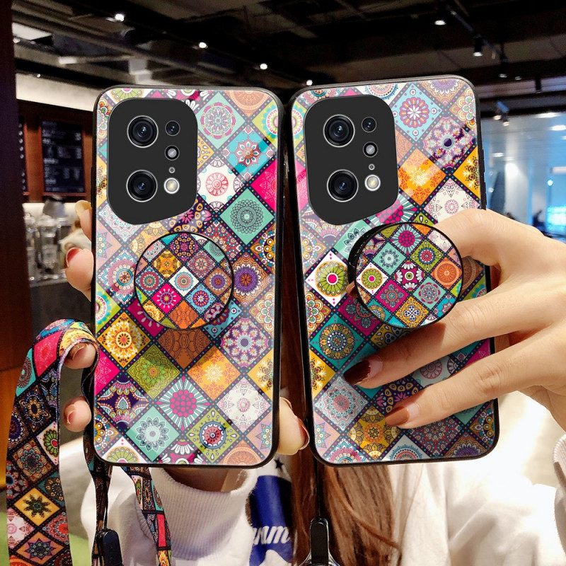 Cover Oppo Find X5 Pro Supporto Magnetico Patchwork