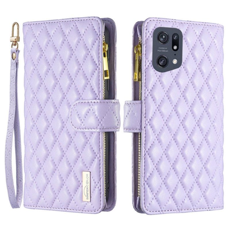 Custodia in pelle Oppo Find X5 Pro Binfen Colore Stile Trapuntato