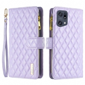Custodia in pelle Oppo Find X5 Pro Binfen Colore Stile Trapuntato