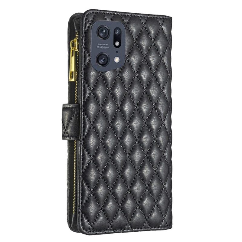 Custodia in pelle Oppo Find X5 Pro Binfen Colore Stile Trapuntato