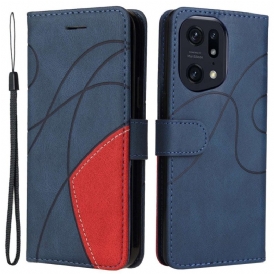 Custodia in pelle Oppo Find X5 Pro Cinturino Bicolore