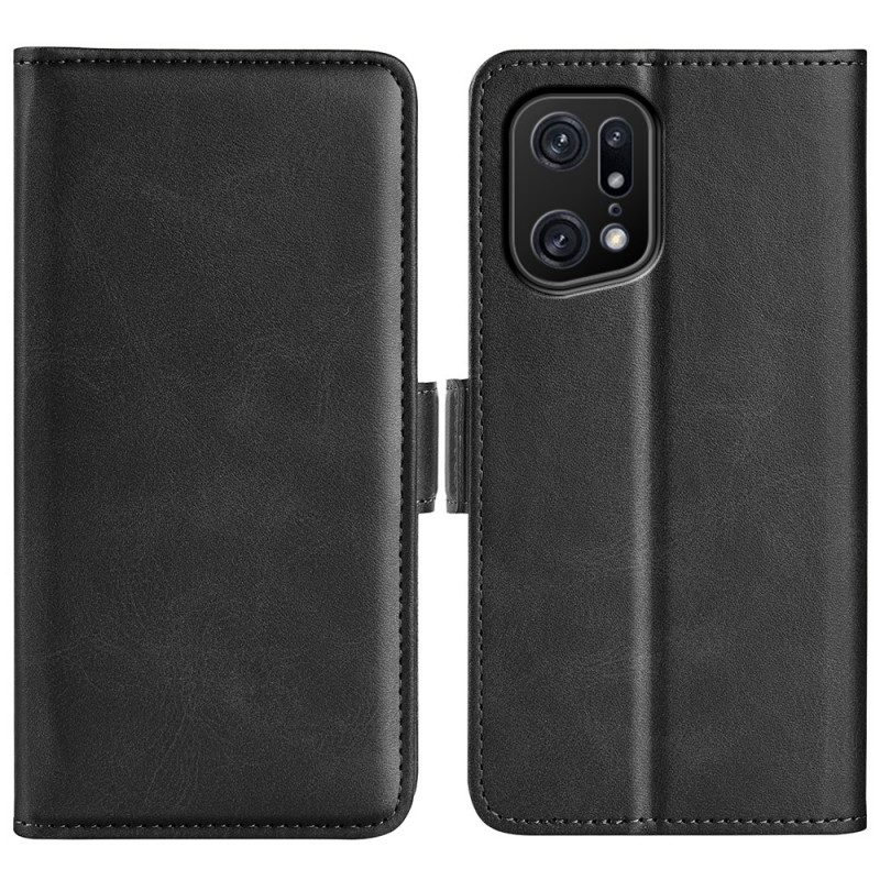 Custodia in pelle Oppo Find X5 Pro Doppia Chiusura