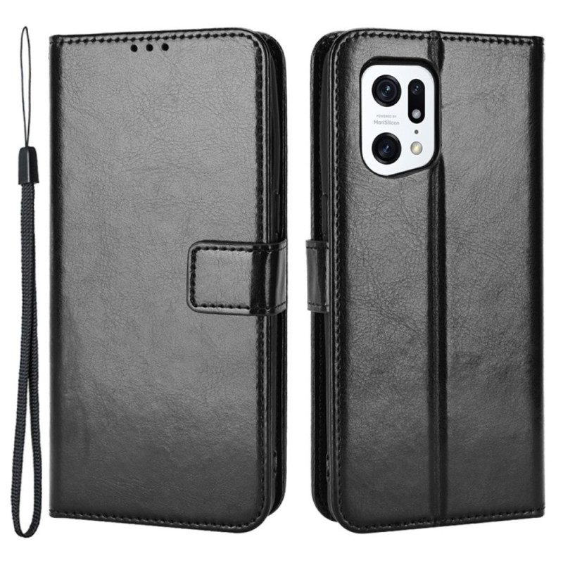 Custodia in pelle Oppo Find X5 Pro Ecopelle Appariscente