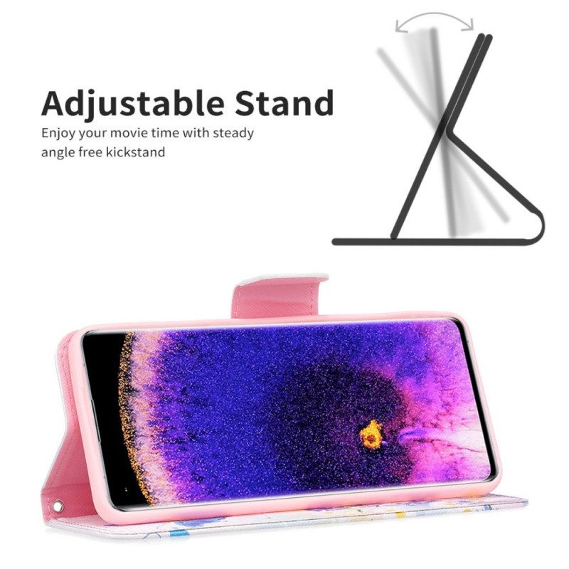 Custodia in pelle Oppo Find X5 Pro Farfalle Dell'acquerello