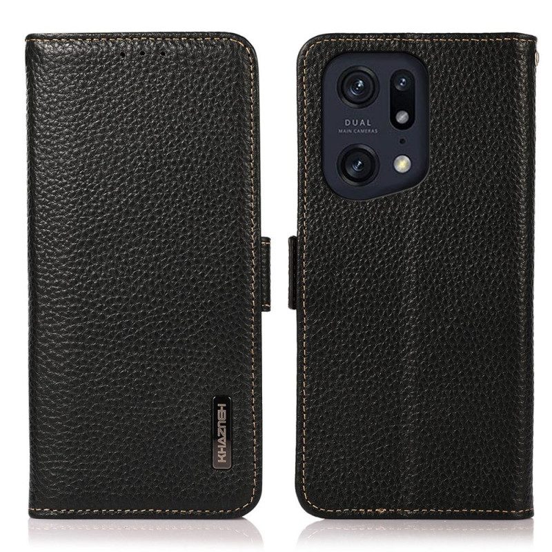 Custodia in pelle Oppo Find X5 Pro Pelle Litchi Khazneh Rfid