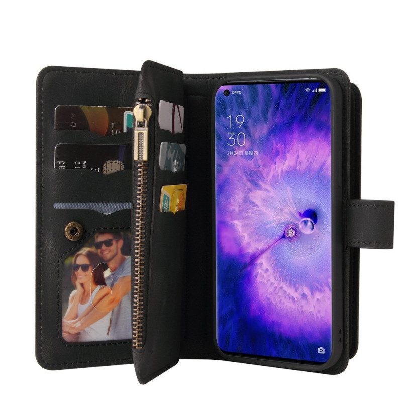 Custodia in pelle Oppo Find X5 Pro Portacarte Multifunzione