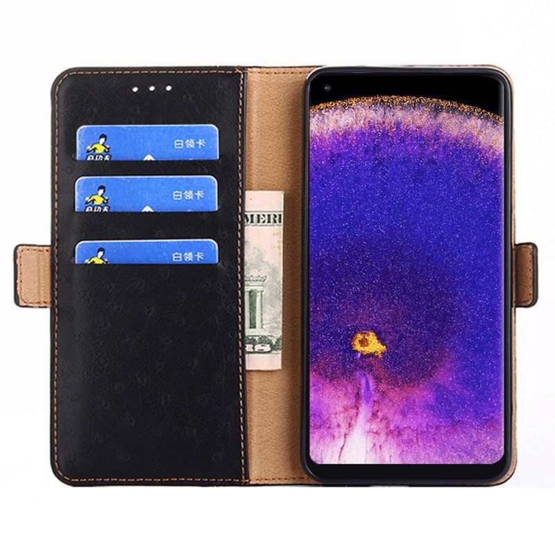 Custodia in pelle Oppo Find X5 Pro Struttura Della Pelle Di Struzzo Bicolore