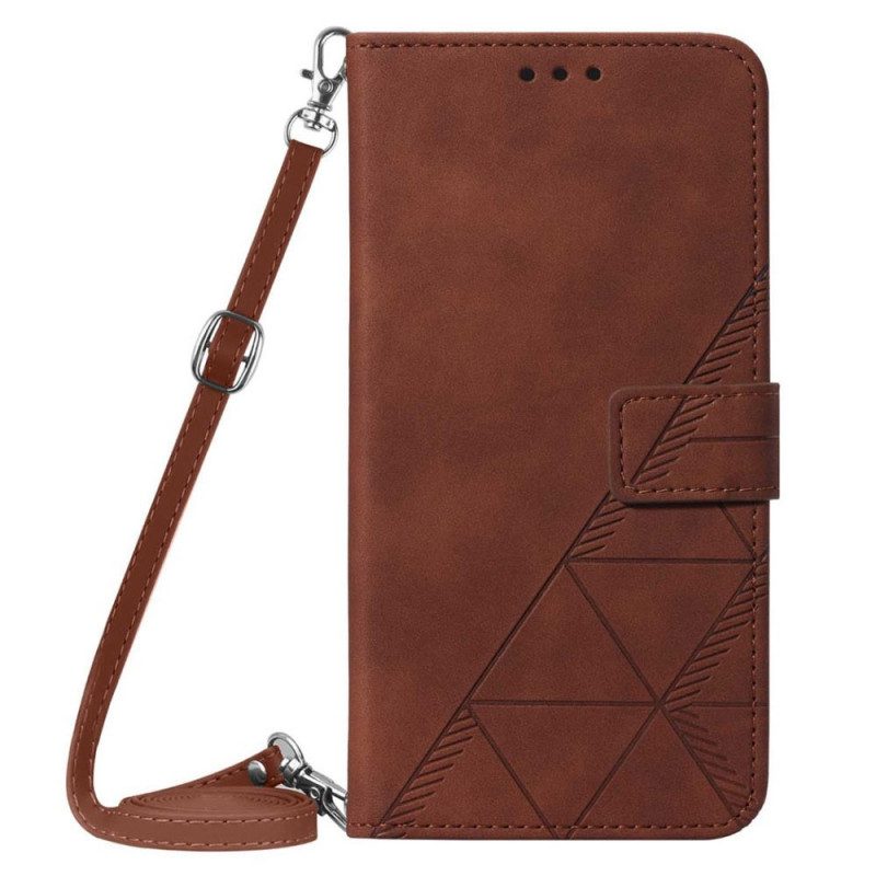 Custodia in pelle Oppo Find X5 Pro Triangoli Con Tracolla