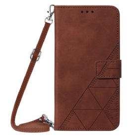 Custodia in pelle Oppo Find X5 Pro Triangoli Con Tracolla