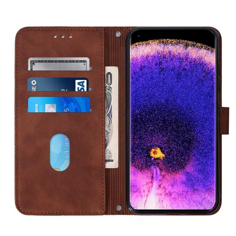 Custodia in pelle Oppo Find X5 Pro Triangoli Con Tracolla