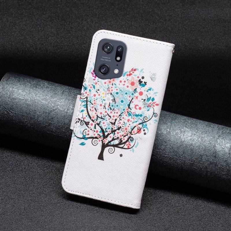 Folio Cover Oppo Find X5 Pro Albero Fiorito
