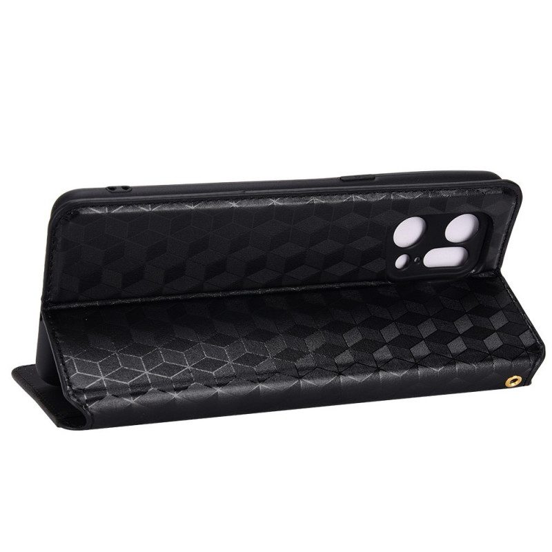 Folio Cover Oppo Find X5 Pro Custodia in pelle Effetto Pelle Diamante 3d