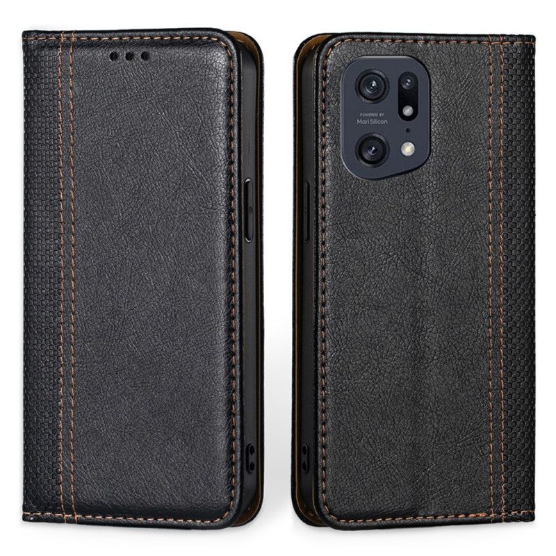 Folio Cover Oppo Find X5 Pro Custodia in pelle Effetto Pelle Vintage