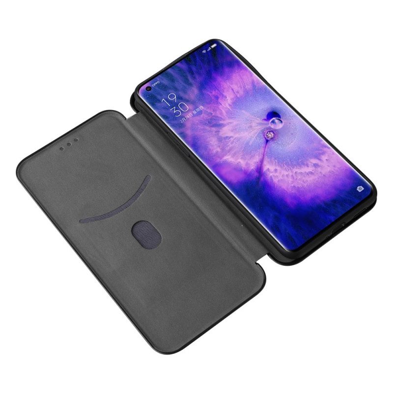 Folio Cover Oppo Find X5 Pro Custodia in pelle Struttura In Fibra Di Carbonio