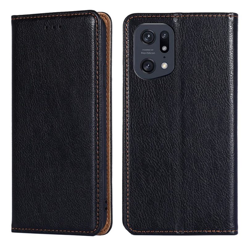 Folio Cover Oppo Find X5 Pro Custodia in pelle Tinta Unita