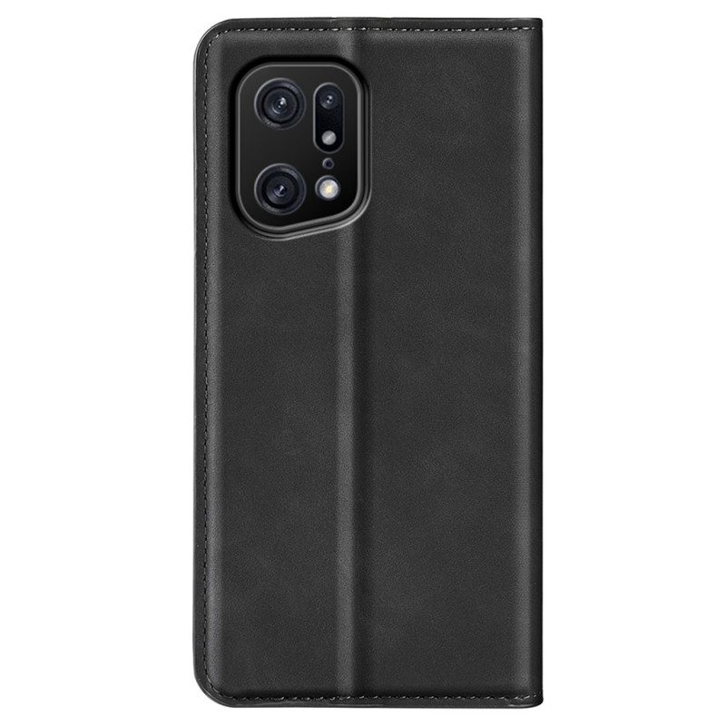Folio Cover Oppo Find X5 Pro Custodia in pelle Tocco Di Pelle